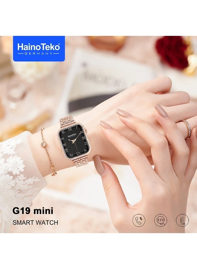 Haino Teko G19 Mini Smart Watch with AMOLED Display, 3 Interchangeable Straps, Health Tracking Features, Notifications, Fitness Modes and Charging Cable – Compact Elegant Design for Ladies - Image 4