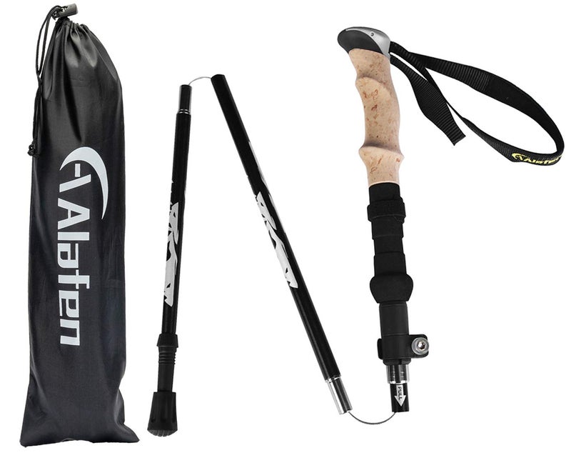 A ALAFEN Lightweight Collapsible Trekking Pole - 7075 Aluminum Adjustable Walking Stick for Hiking & Travel, Foldable Quick-Lock Design, Single Pole for Adults & Seniors,Black - Image 2