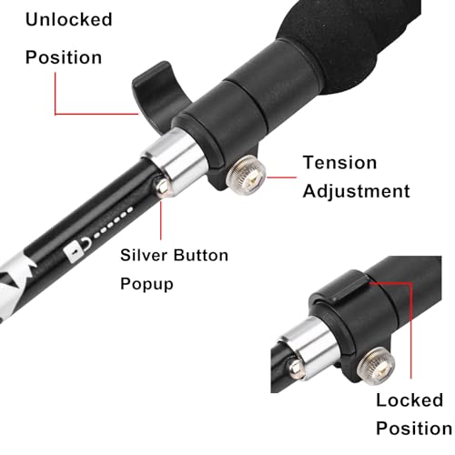 A ALAFEN Lightweight Collapsible Trekking Pole - 7075 Aluminum Adjustable Walking Stick for Hiking & Travel, Foldable Quick-Lock Design, Single Pole for Adults & Seniors,Black - Image 4