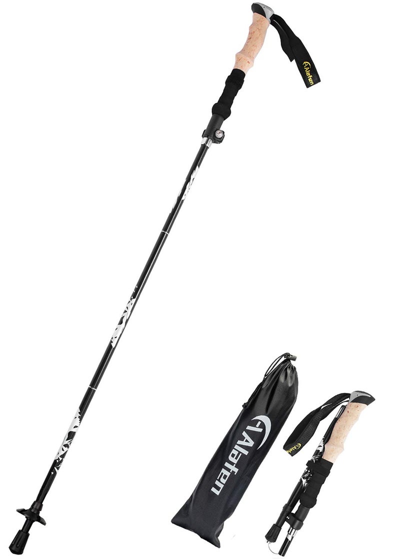 A ALAFEN Lightweight Collapsible Trekking Pole - 7075 Aluminum Adjustable Walking Stick for Hiking & Travel, Foldable Quick-Lock Design, Single Pole for Adults & Seniors,Black - Image 1