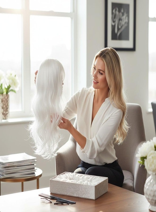Moira Synthetic Straight Colored Hair Wig for Costume Dressing, Photo Booths, Fancy Dress, Cosplay (White) - Image 5