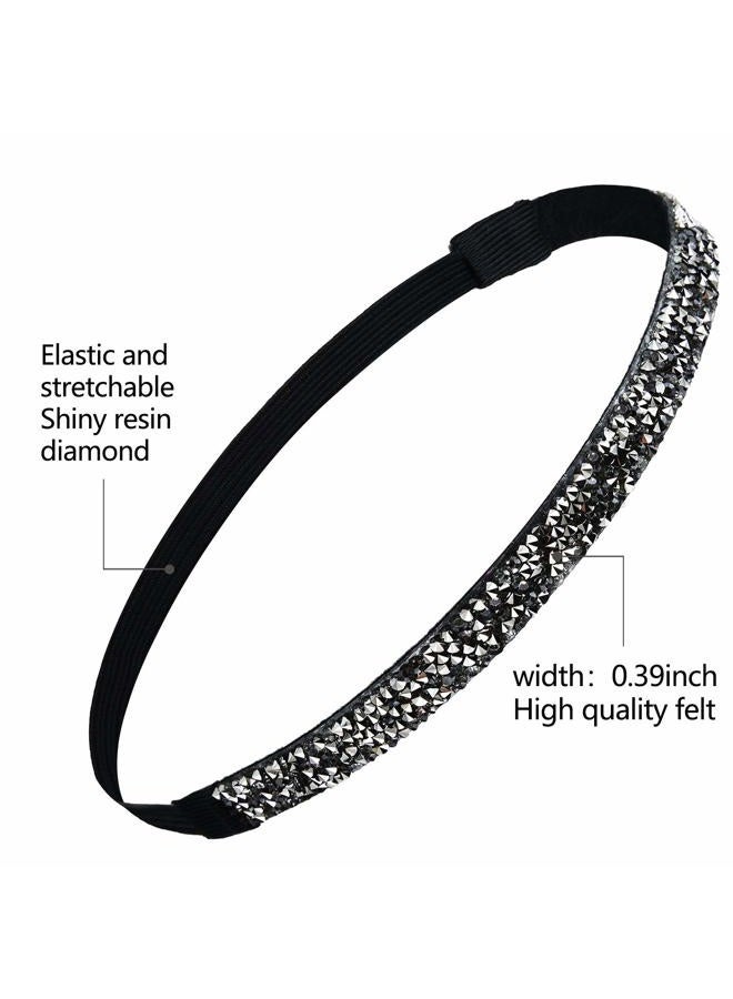 Syhood 6 Pieces Glitter Non-slip Felt Headband Rhinestone Women's Fabric Headband Hairband for Sports and Yoga  - Image 2