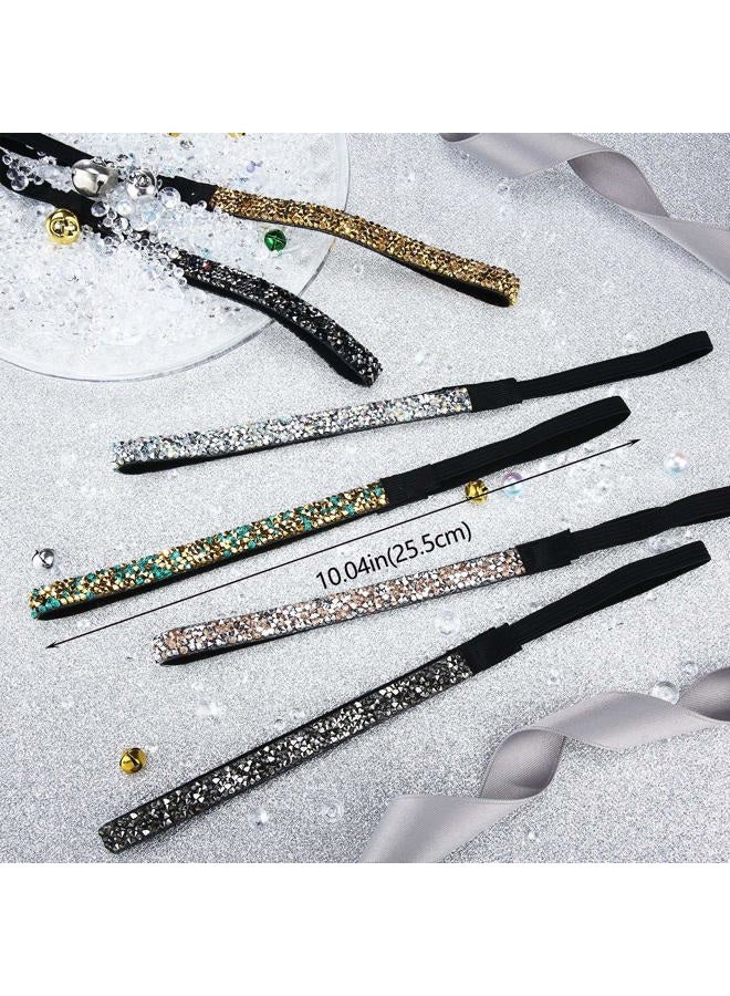 Syhood 6 Pieces Glitter Non-slip Felt Headband Rhinestone Women's Fabric Headband Hairband for Sports and Yoga  - Image 3