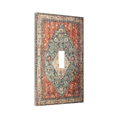 Yamxbfa Vintage Bohemian Single Toggle Light Switch Covers Decorative 1 Gang Wall Plate Abstract Boho Tribal Electrical Device Switchplate Faceplate for Farmhouse Bathroom Kitchen Decor - Image 2