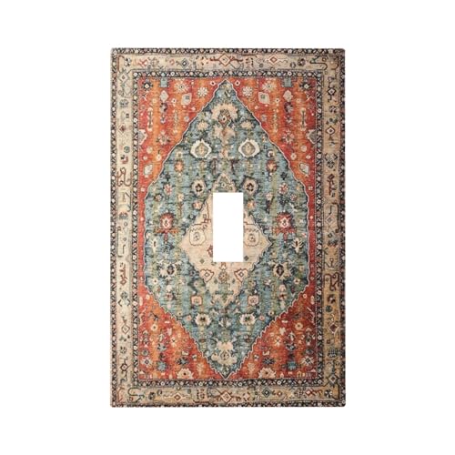 Yamxbfa Vintage Bohemian Single Toggle Light Switch Covers Decorative 1 Gang Wall Plate Abstract Boho Tribal Electrical Device Switchplate Faceplate for Farmhouse Bathroom Kitchen Decor - Image 1