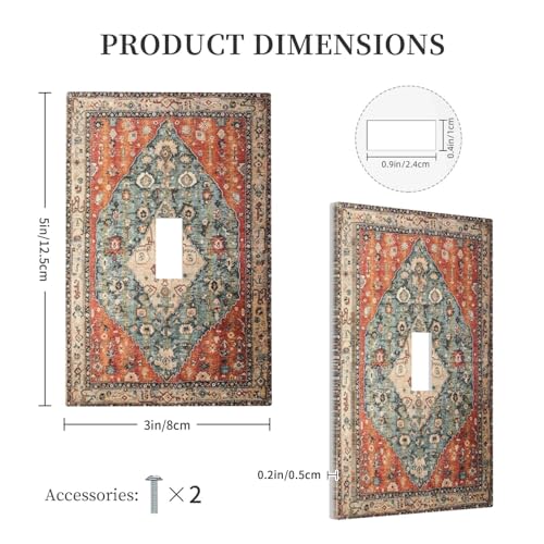 Yamxbfa Vintage Bohemian Single Toggle Light Switch Covers Decorative 1 Gang Wall Plate Abstract Boho Tribal Electrical Device Switchplate Faceplate for Farmhouse Bathroom Kitchen Decor - Image 5