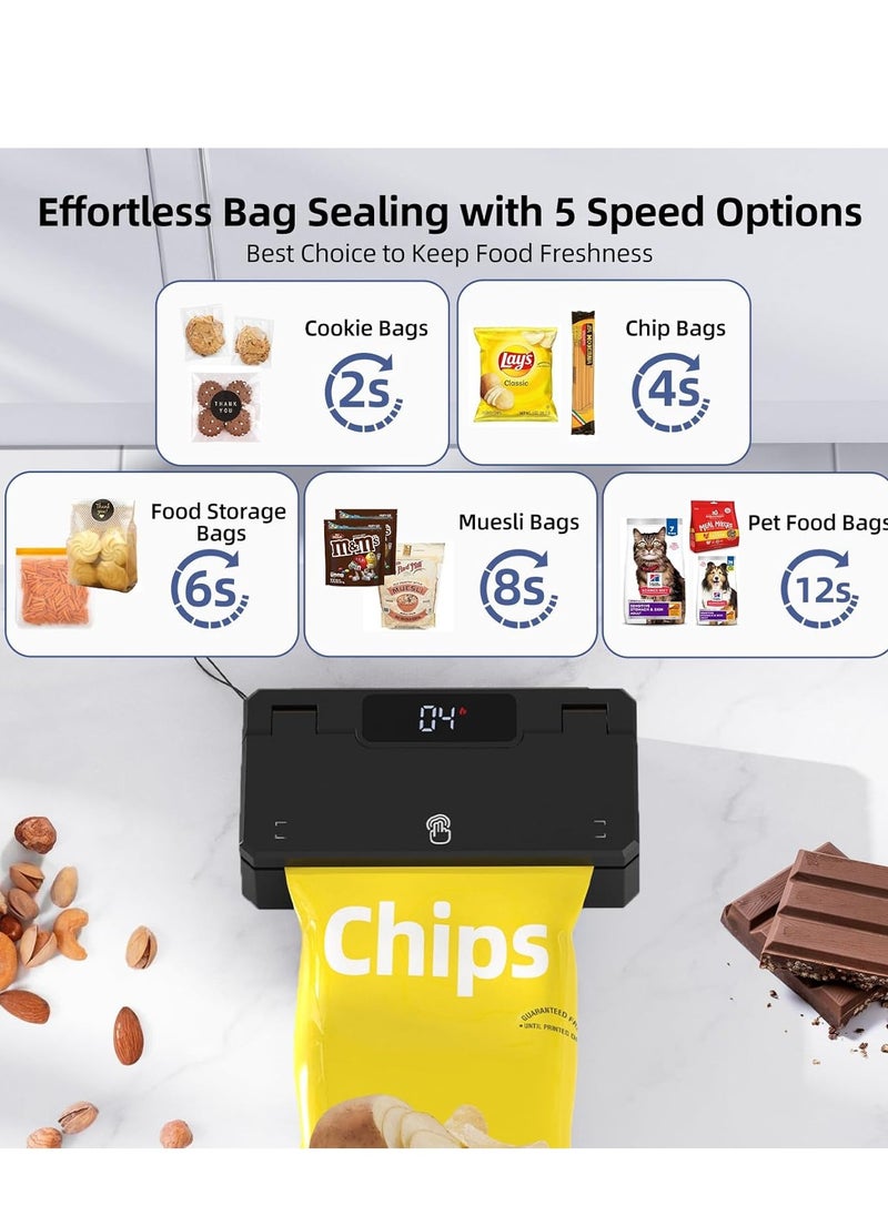 General Mini Bag Sealer and Cutter, Handheld Bag Sealer Heat Seal with 5 Seal Time Modes and 3.8" Heating Strip,Rechargeable Chip Bag Sealer Bag Resealer for Chip Bags, Snack Bags, Plastic Bags  - Image 4