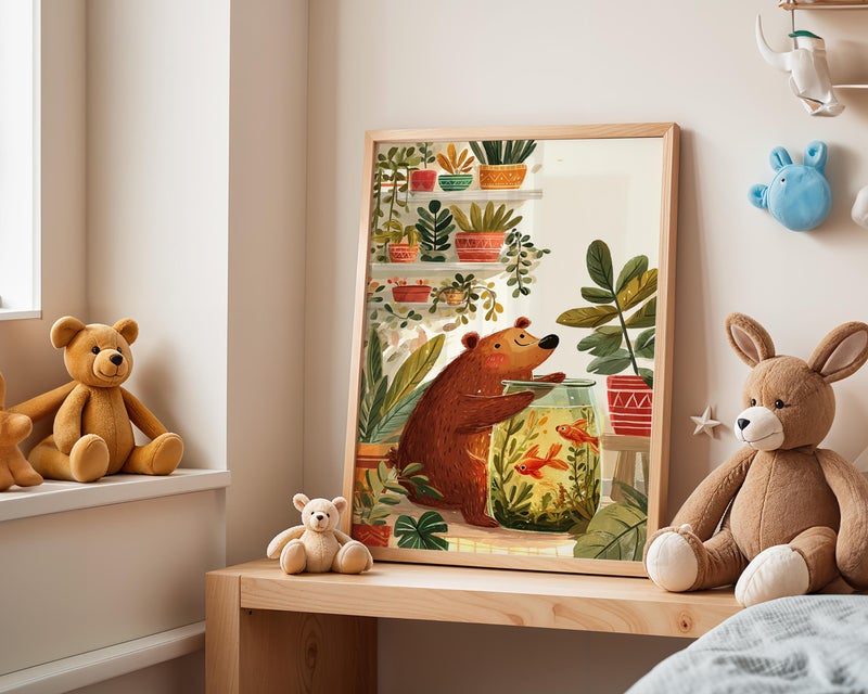 TNESSENTIAL Bear & Fishbowl Nursery Poster | Playroom Animal Wall Art - Image 3