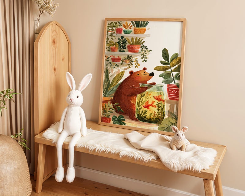 TNESSENTIAL Bear & Fishbowl Nursery Poster | Playroom Animal Wall Art - Image 5