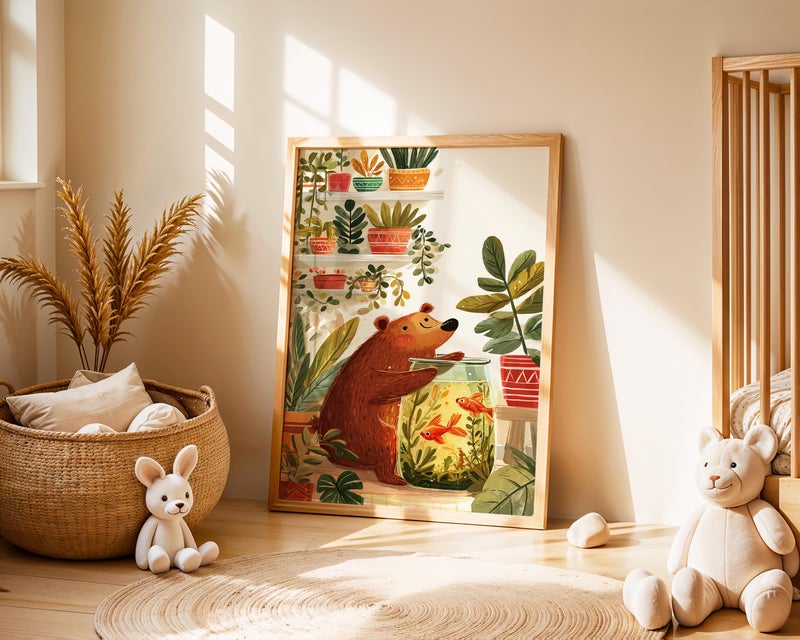 TNESSENTIAL Bear & Fishbowl Nursery Poster | Playroom Animal Wall Art - Image 4