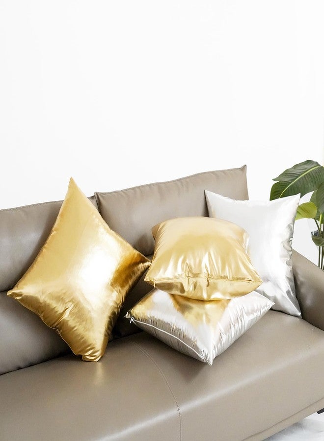 Poise3EHome Gold Throw Pillow Covers,Pack of 2 18x18 inch Shiny and Luxury Decorative Throw Pillow Cases for Sofa Couch Home Decoration - Image 5