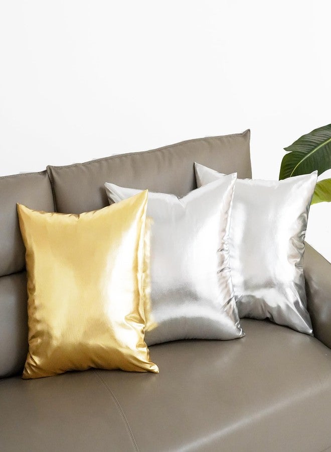 Poise3EHome Gold Throw Pillow Covers,Pack of 2 18x18 inch Shiny and Luxury Decorative Throw Pillow Cases for Sofa Couch Home Decoration - Image 4