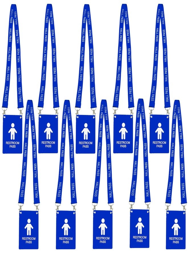 Bemaxy Hall Pass Lanyards with Large Card Passes, Unbreakable School Classroom 5 Inch Passes Set for Teacher Parents(Hall Bathroom Library Office & Nurse),10 Pcs(Boys Restroom) - Image 1