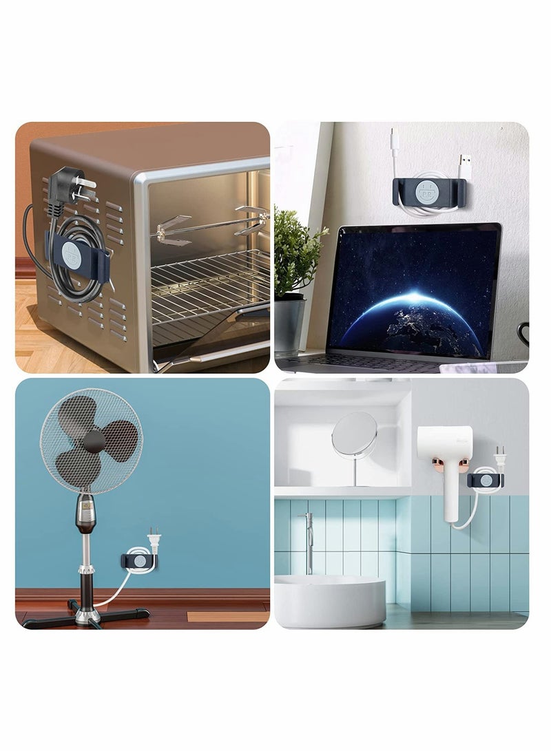 Zikra Cord Holder Cable Clips, Cord Organizer for Kitchen Appliances, 4PCS Self-Adhesive Rotatable Cord Wrap Organizers, for Organizing USB, Computer Cables Power Cords Management Clips, Home, Office Tidy - Image 3