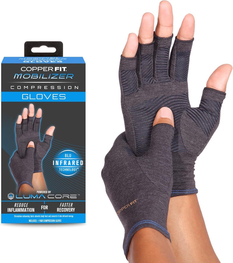 Mobilizer Hand Compression Gloves for Arthritis and Joint Support - Charcoal, Large/X-Large - Image 1