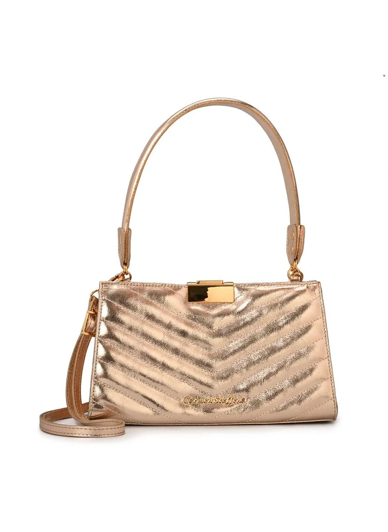 Carmen Steffens Gold Quilted Shoulder Bag