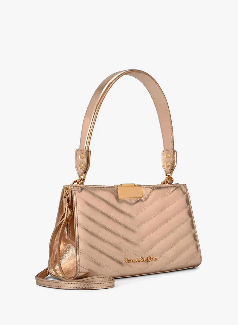Carmen Steffens Gold Quilted Shoulder Bag