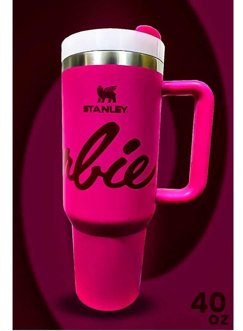 ستانلي Stanley x Barbie 40oz Tumbler Limited Edition Stainless Steel Travel Mug with Reusable Straw BPA Free Eco Friendly and Dishwasher Safe Featuring Leakproof FlowState Lid and Double Wall Insulation Keeps Drinks Hot for 16 Hours and Cold for 24 Hours Slim Base Fits Most Car Cup Holders with Rugged Ergonomic Handle for Convenient Use at Home Work Travel or On the Go  - Image 1