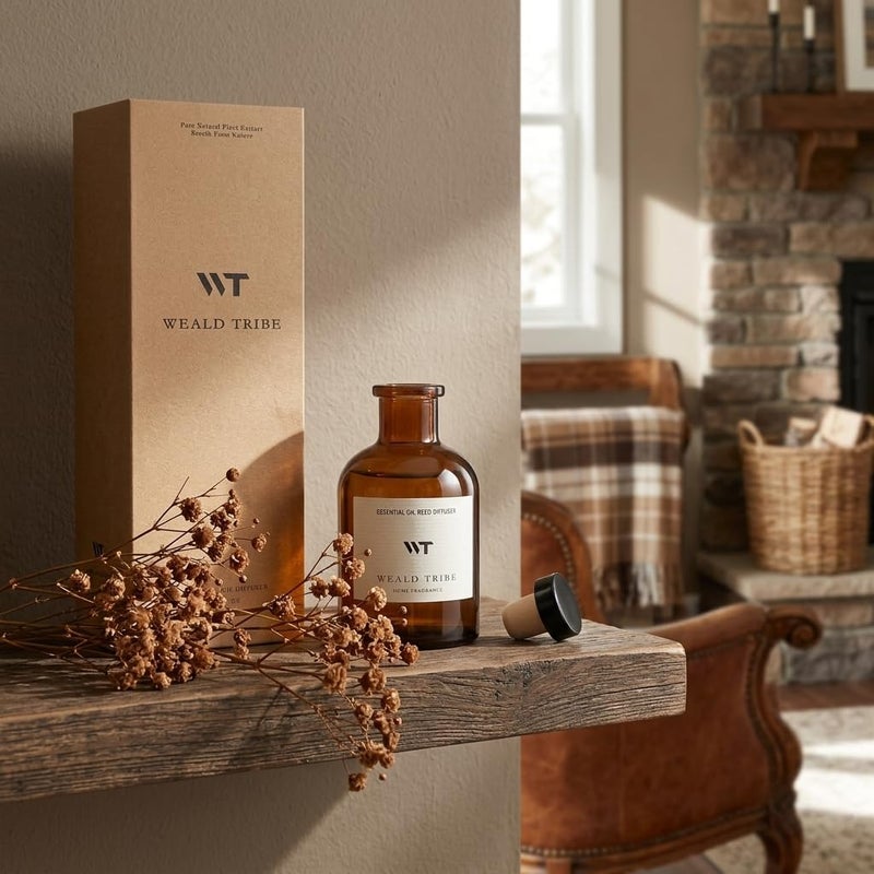 WEALD TRIBE Reed Diffuser Set for Bathroom Air Fresheners, Oil Diffuser Sticks | Vanilla Whiskey Scent 4.0 fl oz Home Fragrance with Sticks Defusers | House Bedroom Office Shelf Decor - Image 4