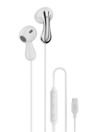 White - Stereo Bass Type-C Wired Earphones