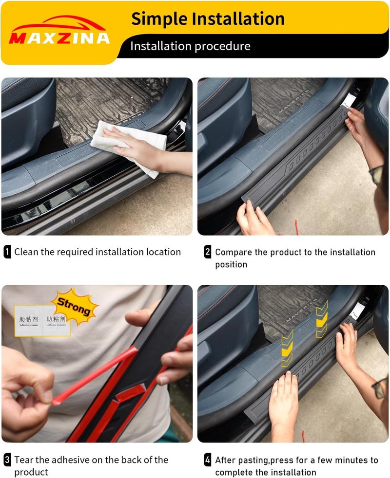 Maxzina Door Sill Protector Compatible with 2022-2024 Ford Maverick Door Step Protector Door Edge Step Guard Car Door Dust Shield Cover 2023 Maverick Exterior Accessories Condition adaptive build - Image 5