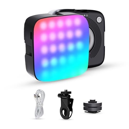 DRAVINA RGB LED Video Light for Selfie Photography Vlogging with Clip, Screw, Cold Shoe Mount & Type C Cord|126 LED Beads, 2000mAh Battery| 3000K-9000K Dimmable & Rechargeable (Multi Colour RGB) - Image 1