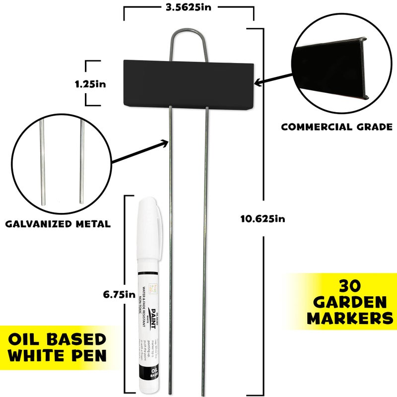 Hapinest Hapinest 30 Pack Black Metal Garden Plant Markers w/White Paint Pen, Metal Plant Labels for Outdoor Garden, Waterproof Garden Labels Signs for Plants Vegetables & Flowers, Garden Tags for Plants  - Image 3