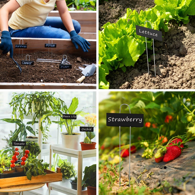 Hapinest Hapinest 30 Pack Black Metal Garden Plant Markers w/White Paint Pen, Metal Plant Labels for Outdoor Garden, Waterproof Garden Labels Signs for Plants Vegetables & Flowers, Garden Tags for Plants  - Image 4