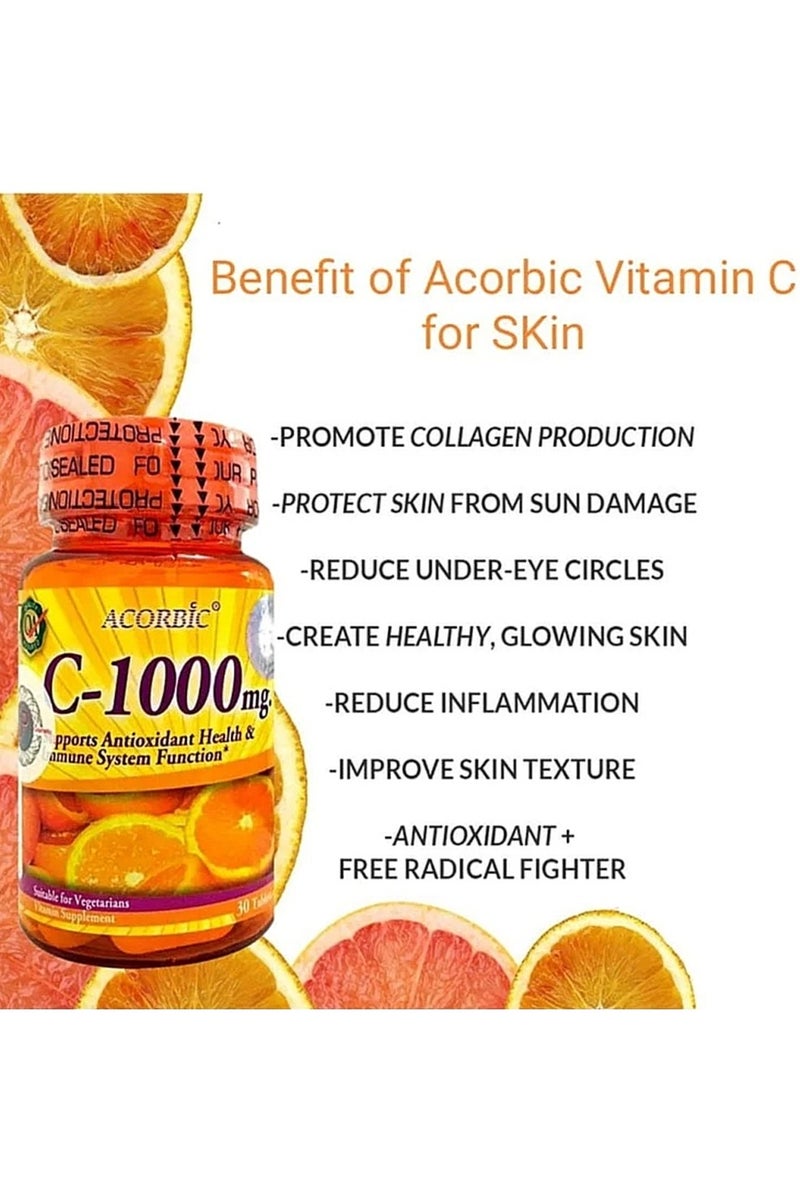 أكوربيك مكمل فيتامين سي أكوربيك سي-1000 مجم – 30 كبسولة - Image 2