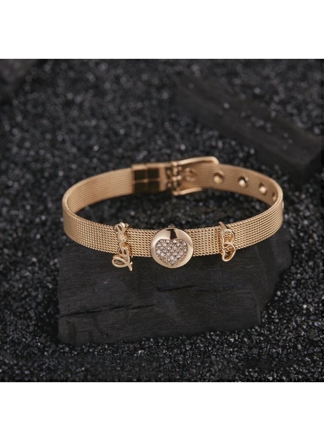 زنك سوار نسائي من زينك مصنوع من الفولاذ المقاوم للصدأ الذهبي | ZFBR001G2 - Image 3