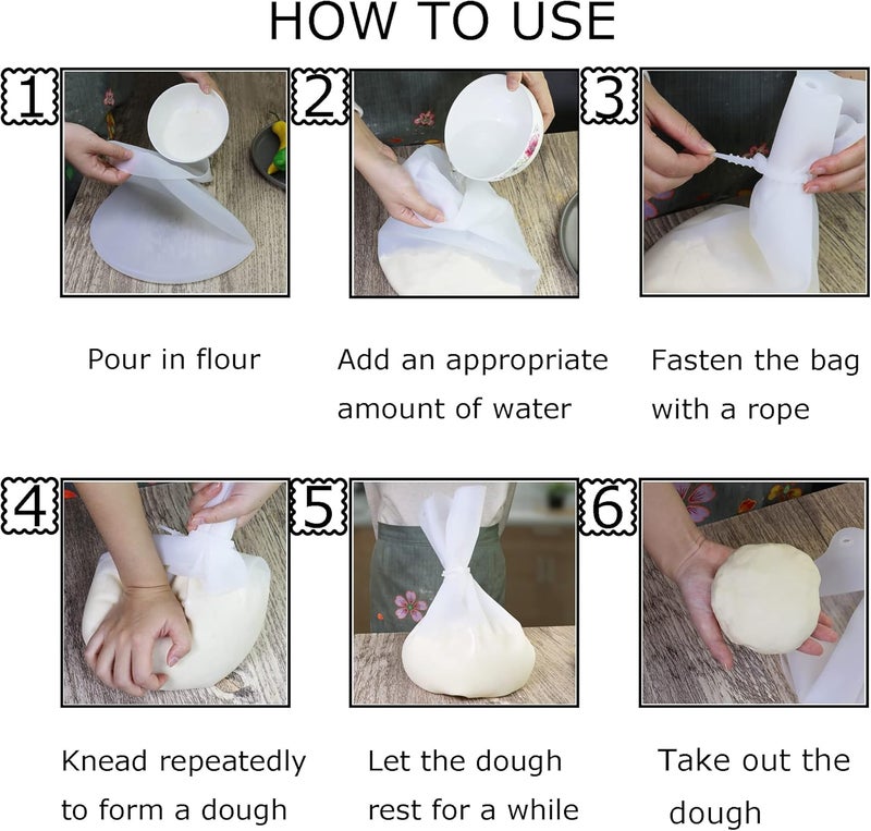 XoYoZo Silicone Kneading Dough Bag | Versatile Dough Mixer for Bread, Pastry, Pizza & Tortilla | Premium Silicone Bakeware | Best Multifunctional Cooking Tool (Large-3000ml) - Image 5