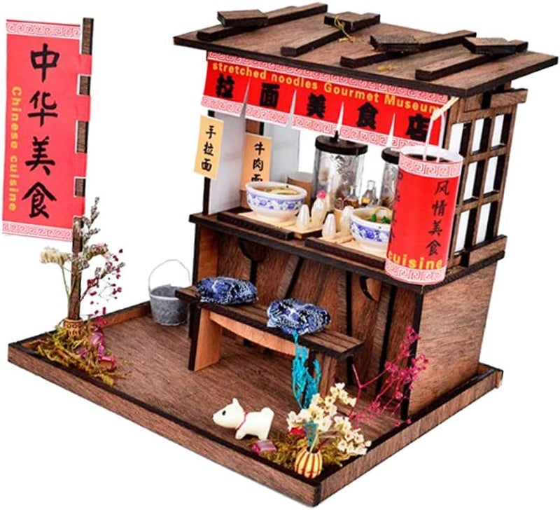 klarako DIY Dollhouse Miniature Furniture Kit Vintage Pulled Noodles Shop Kids Gift - Image 3