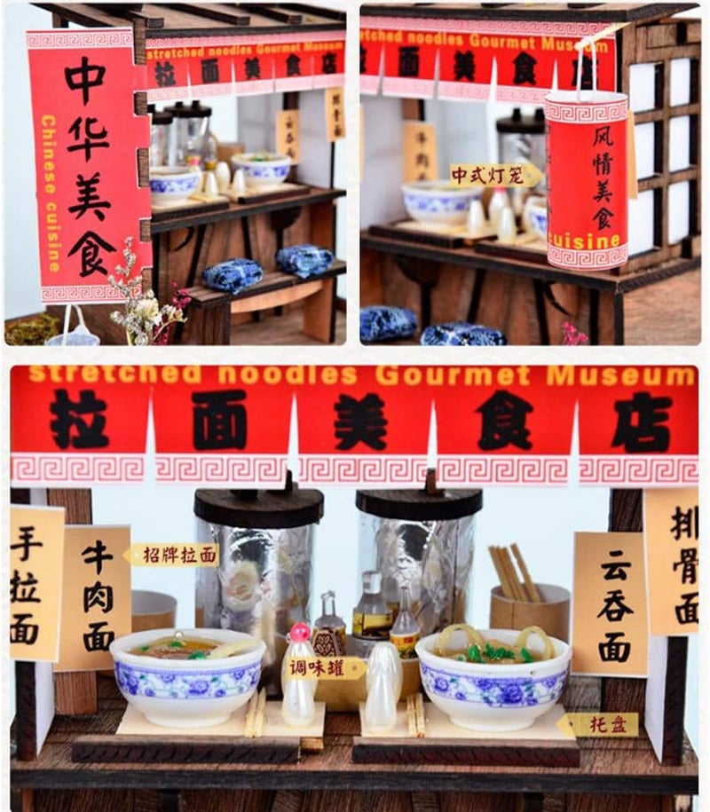 klarako DIY Dollhouse Miniature Furniture Kit Vintage Pulled Noodles Shop Kids Gift - Image 2