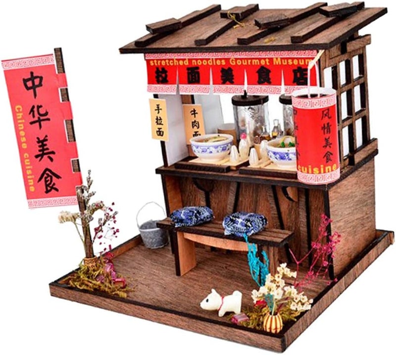klarako DIY Dollhouse Miniature Furniture Kit Vintage Pulled Noodles Shop Kids Gift - Image 1