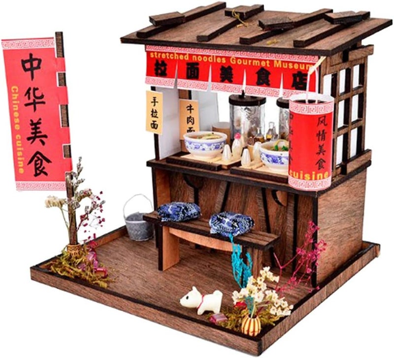 klarako DIY Dollhouse Miniature Furniture Kit Vintage Pulled Noodles Shop Kids Gift - Image 4