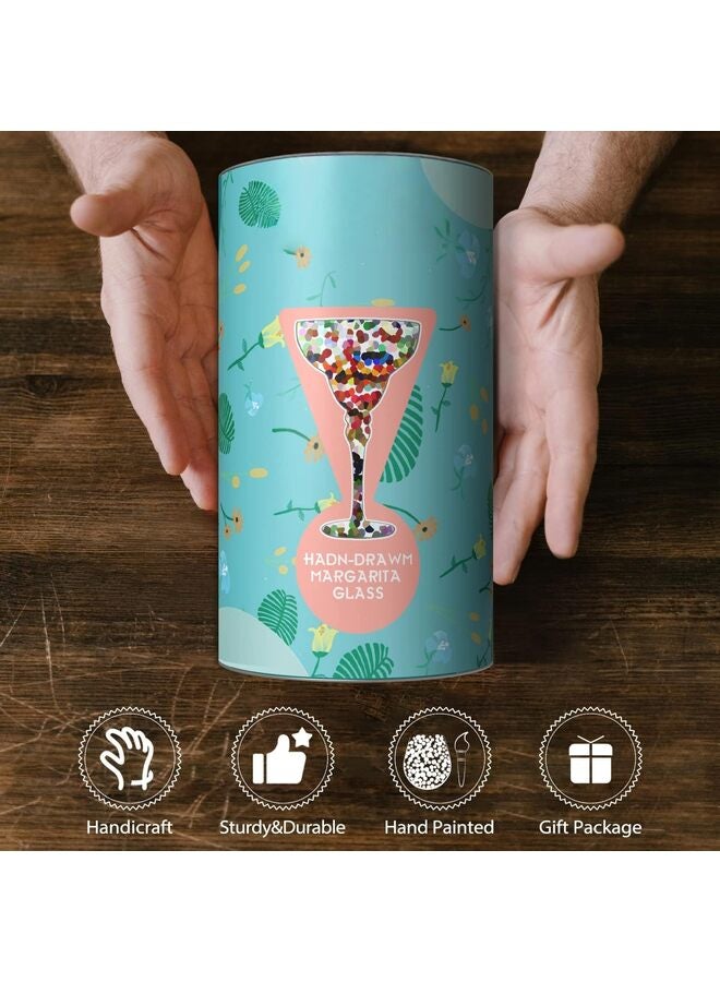 يُسلِّم أكواب مارغريتا مرسومة يدويًا - مجموعة مغربية - أواني زجاجية مرسومة يدويًا من قبل فنانين - أكواب مارغريتا فريدة ومزخرفة، ديكور طاولة المطبخ - Image 2