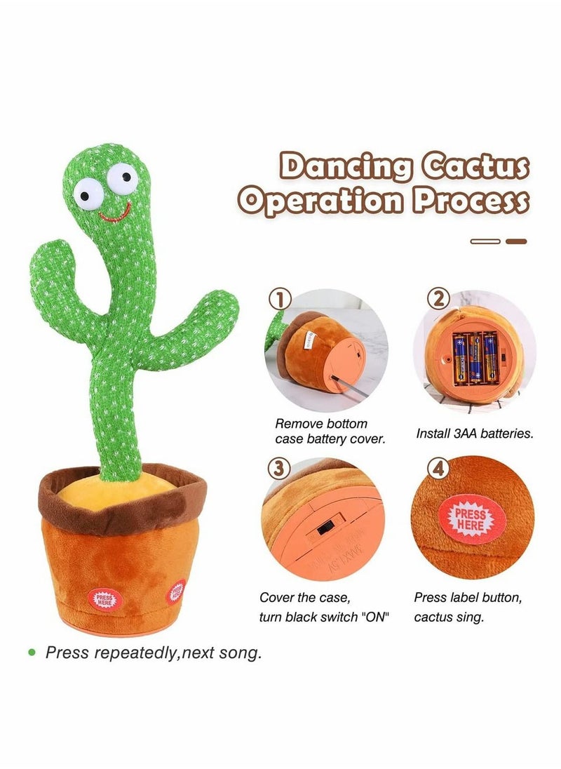 Y&D - Kids Dancing Talking Cactus Toys for Baby Boys and Girls, Sunny Toy Electronic Plush Singing, Record Repeating What You Say with 120 Songs LED Lighting Home Decor - Image 1
