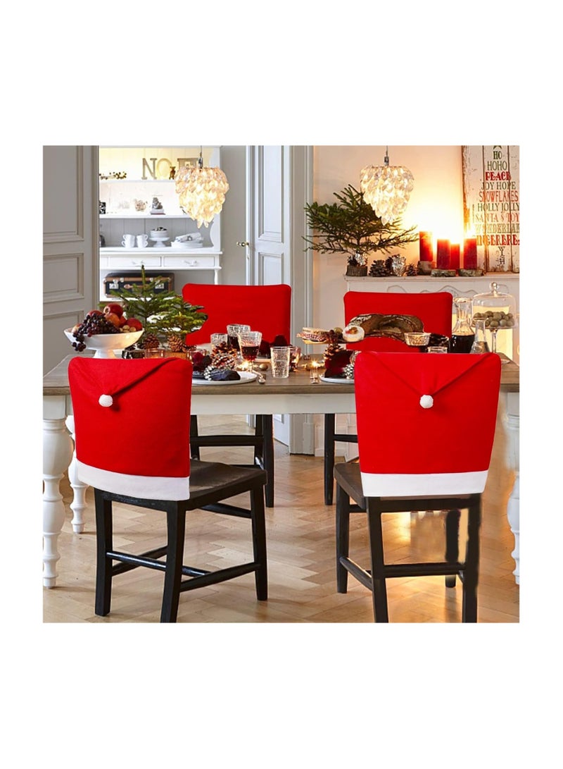 PRINTSHOP4ME 4Pcs Christmas Chair Covers–Santa Hat Design For Festive Holiday Decorations–Perfect For Dining Room,Kitchen And Party Decor–Great For Christmas Dinner And Holiday Events - Image 1