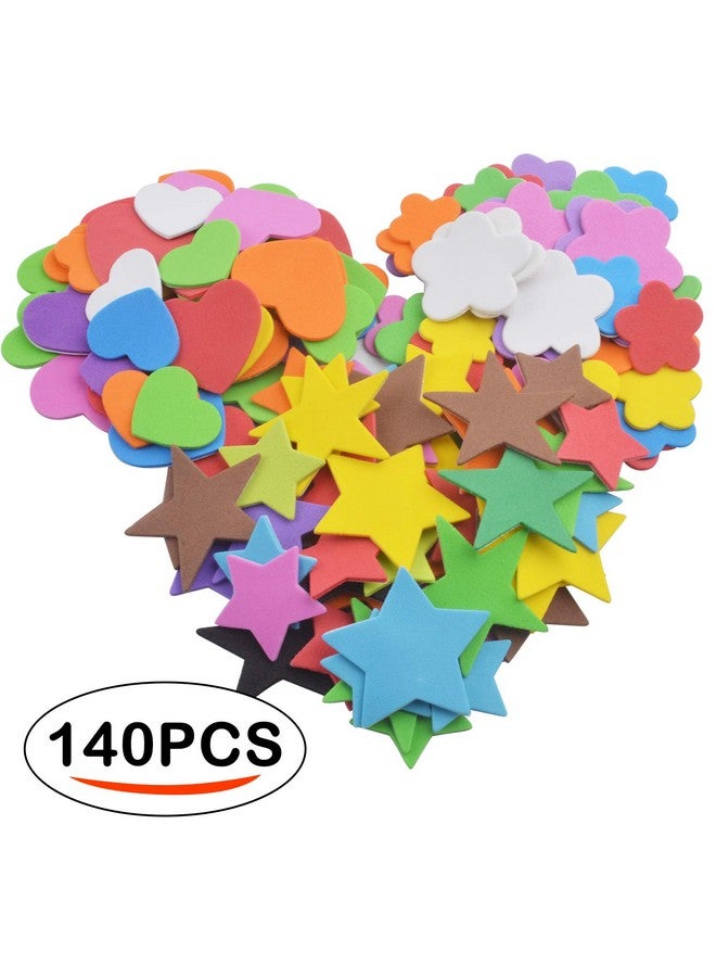 Aylifu Glitter Foam Stickers 140 Pieces Selfadhesive Colorful Heart Star Flower Shapes Eva Foam Stickers Self Adhesive Craft Glitter Sticker For Kid'S Arts Craft & Home Decoration (Assorted Size) - Image 3