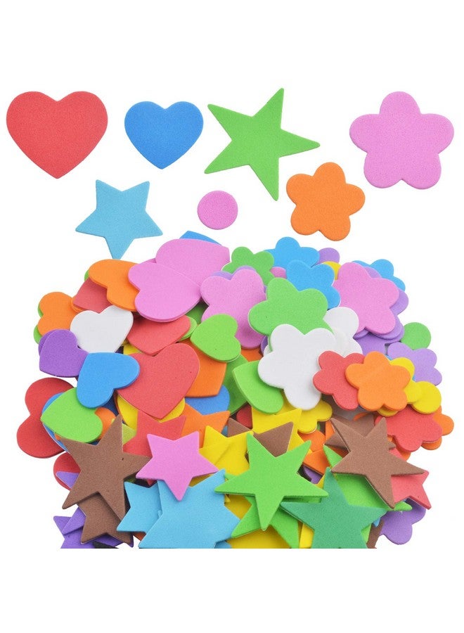 Aylifu Glitter Foam Stickers 140 Pieces Selfadhesive Colorful Heart Star Flower Shapes Eva Foam Stickers Self Adhesive Craft Glitter Sticker For Kid'S Arts Craft & Home Decoration (Assorted Size) - Image 1