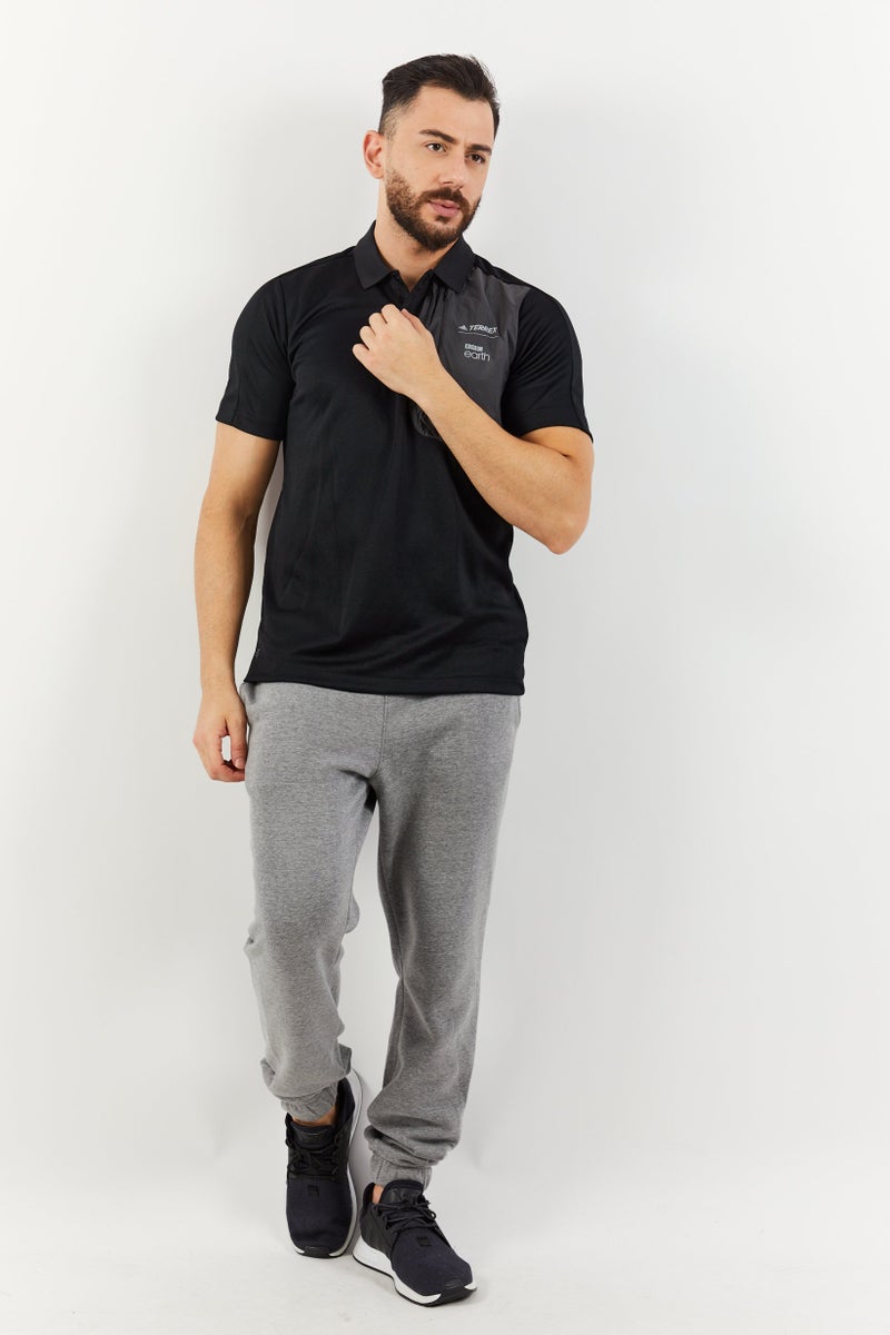 Adidas Men Sportswear Fit  Short Sleeve Brand Logo Training Polo Shirt, Black  - Image 4
