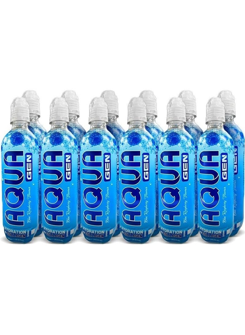 Laperva Aqua Gen Hydration Plus Collagen Drink Hydration Drink with Marine Collagen & Electrolytes , Muscle & Joint Support, Skin & Hair Health  Blue Raspberry, 500 ml Pack of 12  - Image 1