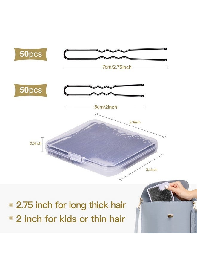IKOCO Hair Pins for Women, IKOCO 2inch and 2.75inch U Shaped Hair Pins for Buns with Storage Box, 50Pcs of each size, Black - Image 2