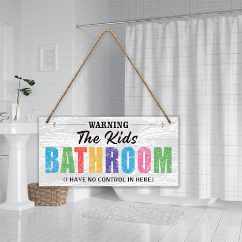 FEXICHUJI Kids Bathroom Wooden Sign Decor Set, Colorful Kids Bathroom Sign - I Have No Control In Here, Perfect for Family Room Door, Nursery Accessories, Kid's Favorite Gifts - Image 5