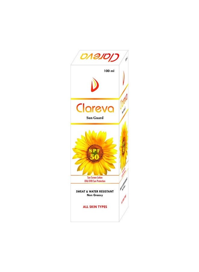 Exgrow Clareva Sun Screen Lotion Cream for Men and Women - 100 ml | SPF -50 | UAV/UVB Sun Protections | Sweat & Water Resistant | Non Greasy | All Skin Type - Image 1
