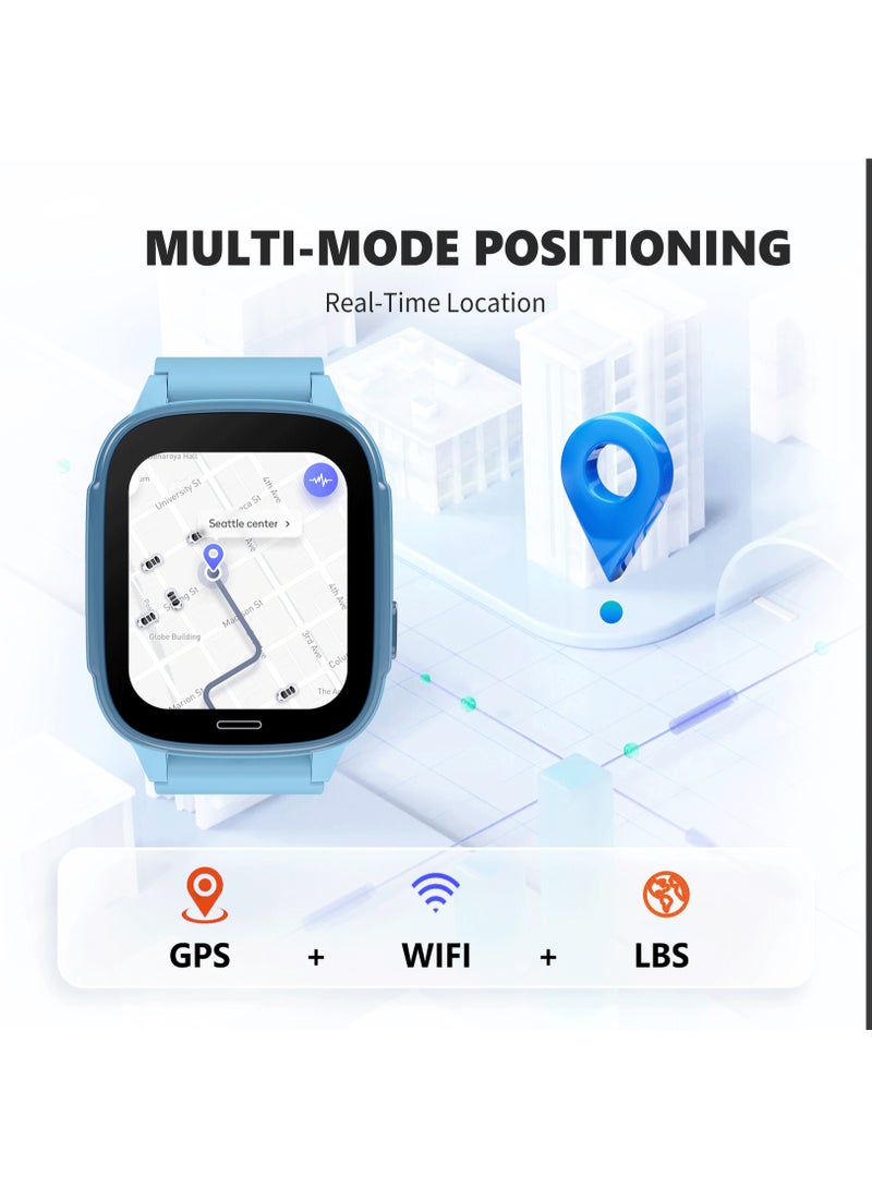 G-Tab WK1 SE 4G GPS Kids Smartwatch for Boys – Real-Time GPS Tracker, 4G Calling, SOS Safety Watch, 1.83" Display, IP67 Waterproof, Up to 4 Days Battery Life, SIM Support, Parental Control Watch for Kids Blue - Image 4