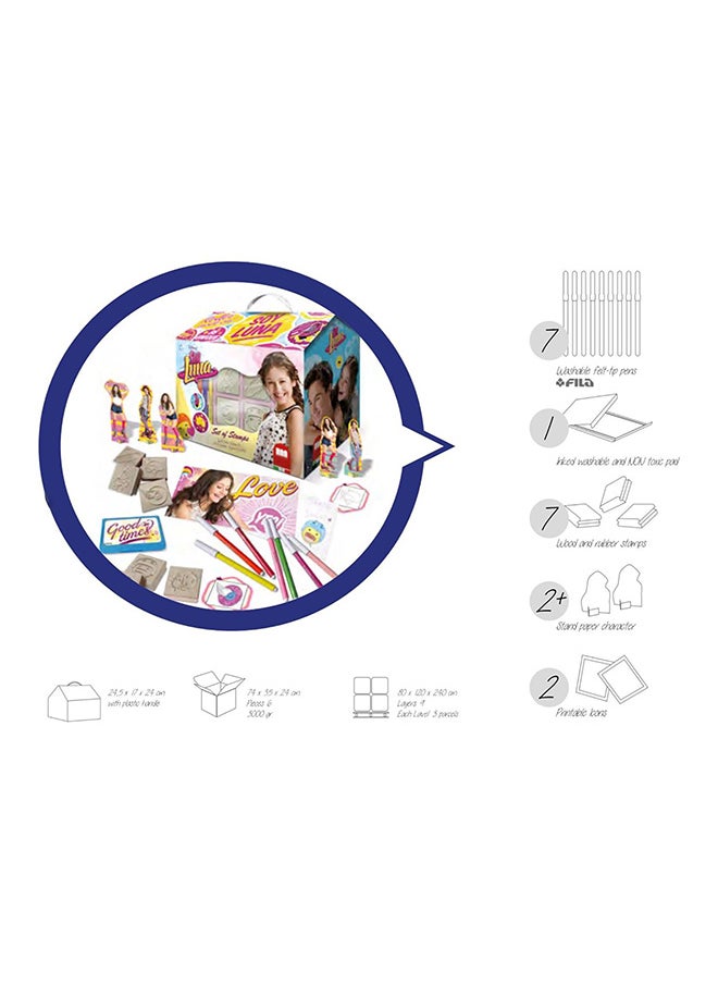 MULTIPRINT Frozen House Creative Stamping And Coloring Set For Kids Includes 7 Wooden Stamps, Washable Ink, 7 Markers, Drawing Book And More Made In Italy  - Image 4
