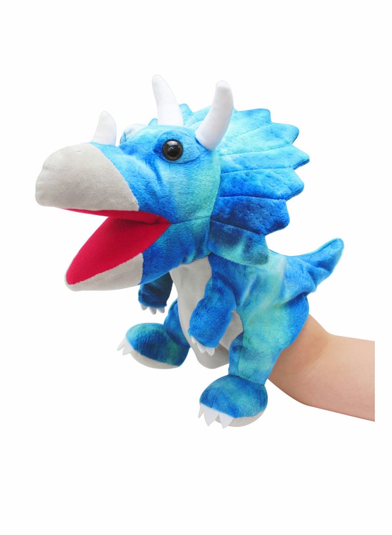 Dinosaur Hand Puppets, Triceratops Jurassic World Stuffed Animal lovely Soft Plush Toy, Open Movable Mouth Finger Gift, Birthday Gifts for Kids, Creative Role Play - Image 1
