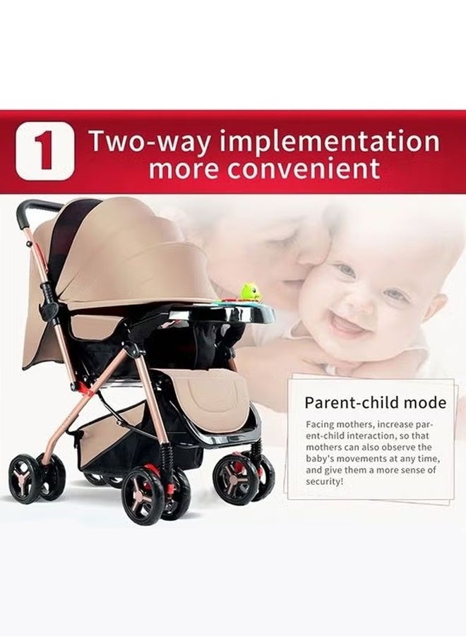 Bukela Baby Stroller for Comfort and Safety, Foldable Design with Rain Cover, Adjustable Seating, Harness and Shock Absorbing Wheels (Beige)  - Image 3