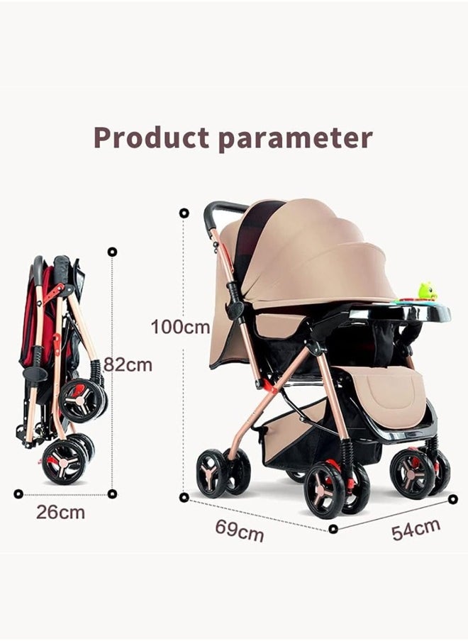Bukela Baby Stroller for Comfort and Safety, Foldable Design with Rain Cover, Adjustable Seating, Harness and Shock Absorbing Wheels (Beige)  - Image 4